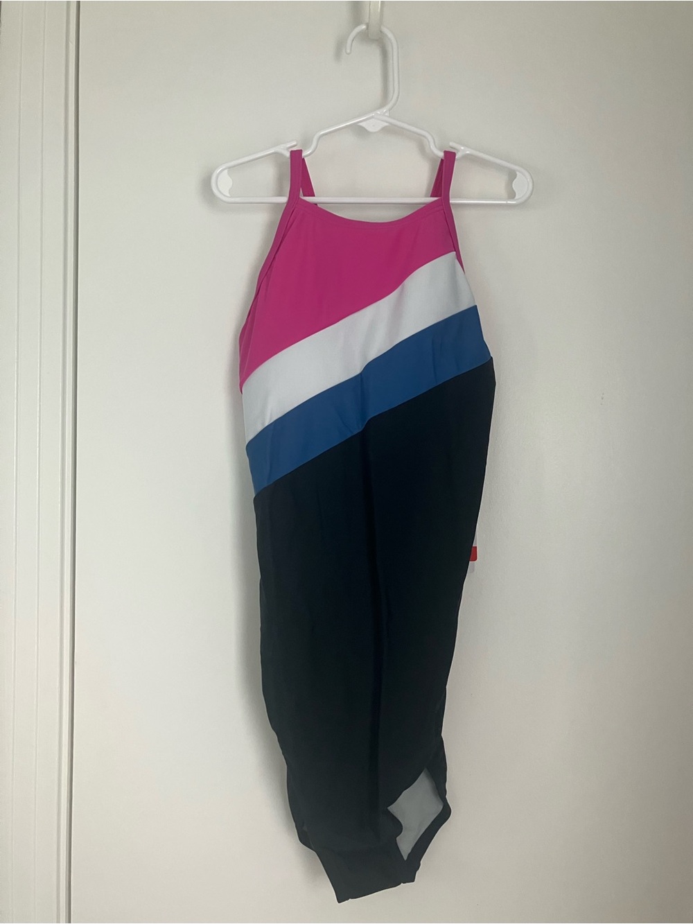 NWT Speedo Pink White Blue Black One-Piece Swimsuit